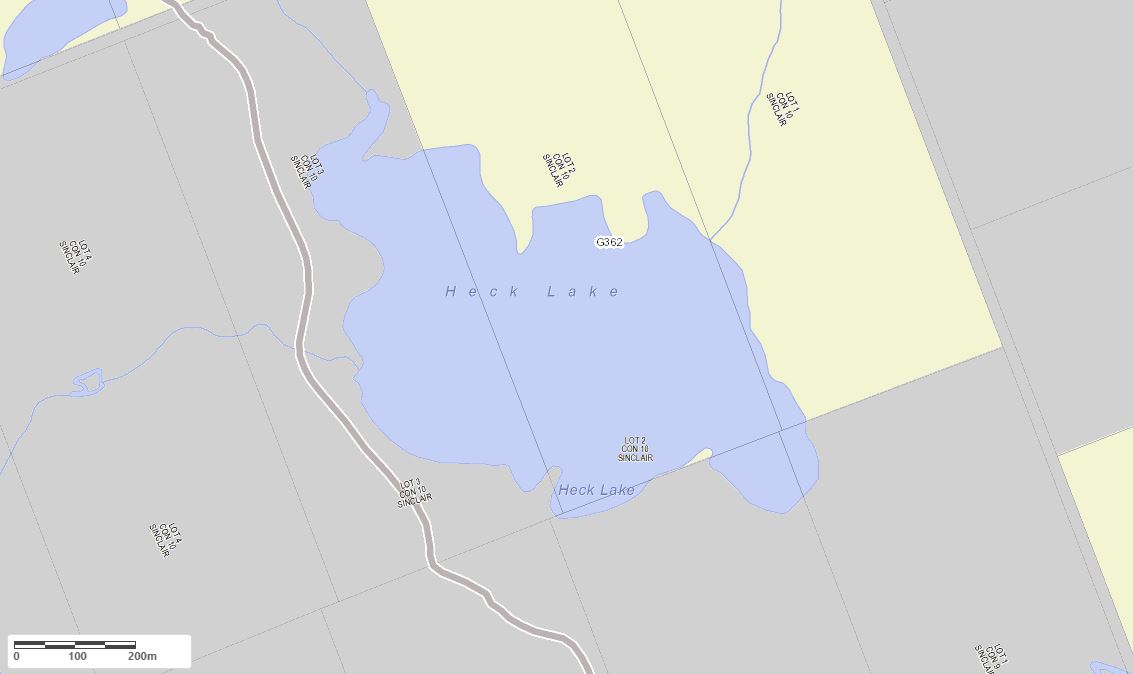 Crown Land Map of Heck Lake in Municipality of Lake of Bays and the District of Muskoka